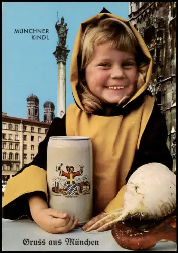 Ansichtskarte München MÜNCHNER KINDL mit Bierkrug 1965