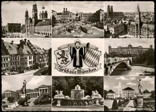 Ansichtskarte München Mehrbildkarte mit div. Stadt-Ansichten 1958