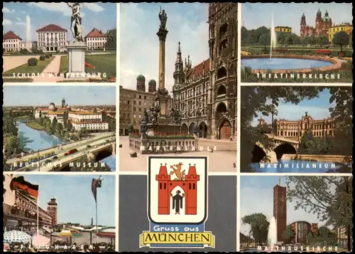 Ansichtskarte München Mehrbildkarte mit 7 Stadt-Ansichten 1965