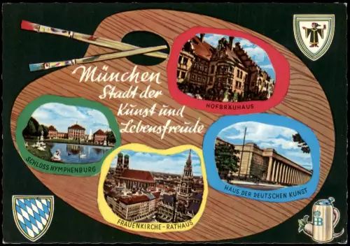München MB Farb-Palette mit Stadt-Ansichten u.a. HOFBRÄUHAUS 1975