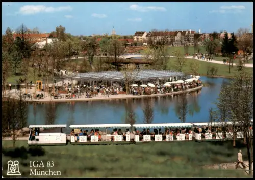 Ansichtskarte München Gartenbau-Ausstellung IGA-Kleinbahn am Seecafé 1983