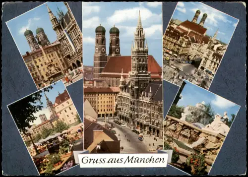 Ansichtskarte München Mehrbildkarte mit 5 Stadt-Ansichten 1963