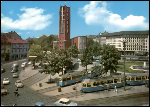 München Tram Straßenbahn VW Käfer Autos Verkehr Sendlingertorplatz 1965