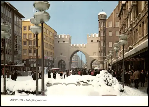 München Kaufingerstraße (Fußgängerzone) tief verschneit 1975