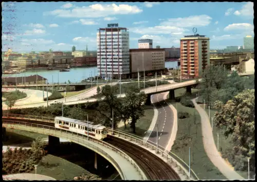 Mannheim Panorama-AnsichtBlick zum Rheinhafen, Tram Straßenbahn 1970