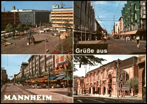 Ansichtskarte Mannheim Mehrbildkarte mit 4 City-Ansichten 1970