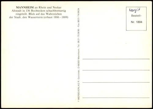Ansichtskarte Mannheim Luftbild 1978