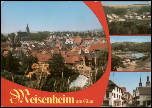 Ansichtskarte Meisenheim Mehrbildkarte Ortsansichten u.a. Freibad 1975