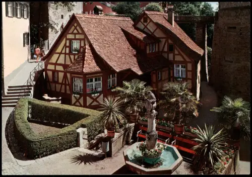 Ansichtskarte Meersburg Bärenbrunnen und Schlossmühle 1975