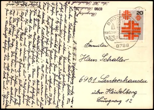 Ansichtskarte Melsungen Rathaus und Ratskeller Fachwerk-Häuser 1968