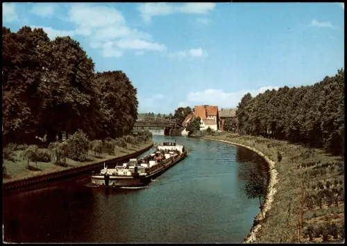 Ansichtskarte Meppen Partie a. d. Hasebrücke, Frachtschiff 1975