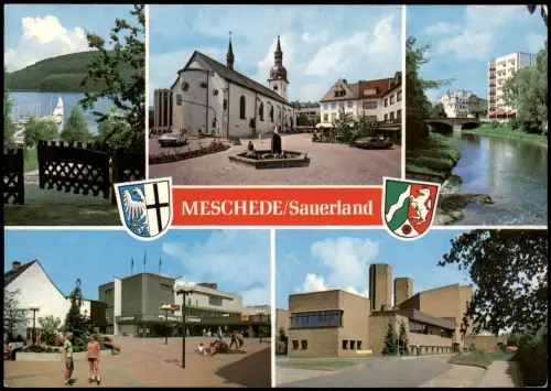 Ansichtskarte Meschede Mehrbildkarte mit 5 Ortsansichten 1980