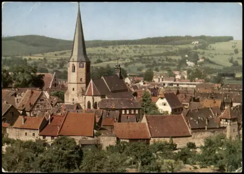Ansichtskarte Michelstadt Alter Stadtkern Blick auf Galgenberg Waldheim 1966