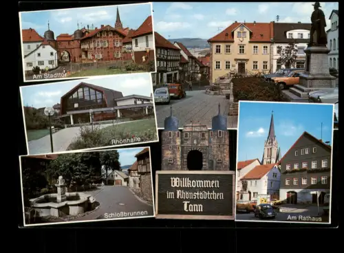 Tann (Rhön) Mehrbild-AK mit Schloßbrunnen Rhönhalle uvm. 1980