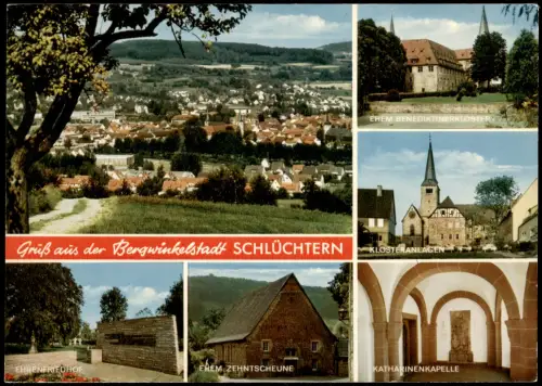 Schlüchtern Mehrbildkarte  EHRENFRIEDHOF KATHARINENKAPELLE   ZEHNTSCHEUNE 1965