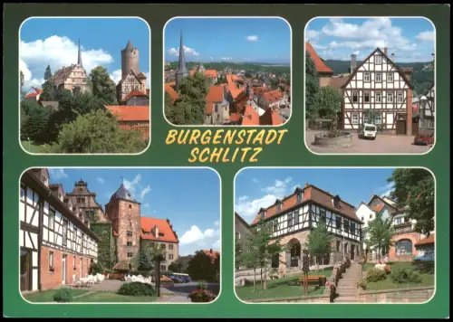 Ansichtskarte Schlitz Mehrbildkarte mit 5 Ortsansichten 1990