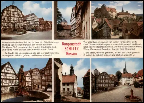 Ansichtskarte Schlitz Mehrbildkarte mit 6 Ortsansichten 1975