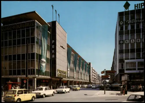 Ansichtskarte Saarbrücken Bahnhofstraße, Geschäfte Autos 1976