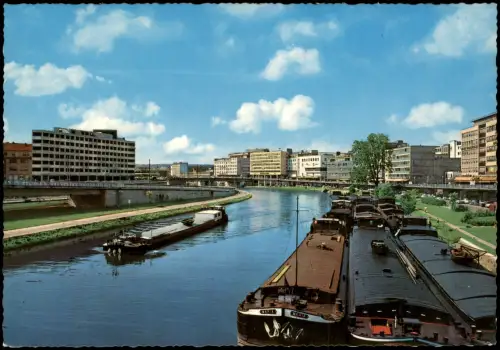 Ansichtskarte Saarbrücken Berliner Promenade Schleppschiffe Häuser 1978