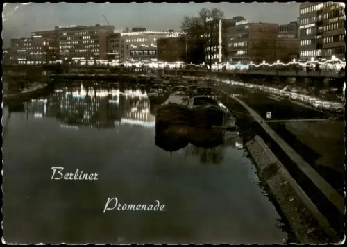 Ansichtskarte Saarbrücken Berliner Promenade bei Nacht Colorfotokarte 1979