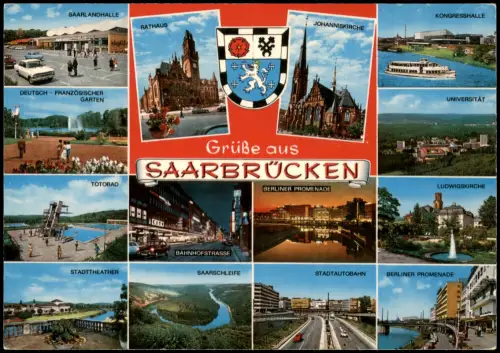 Ansichtskarte Saarbrücken MB: Totobad Bahnhofstraße u.v.m. 1982