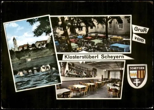 Ansichtskarte Scheyern 3 Bild Klosterstüberl mit Gastraum 1969