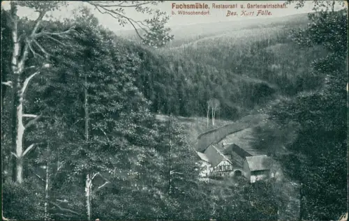 Ansichtskarte Wünschendorf (Elster) Restaurant Fuchsmühle 1911
