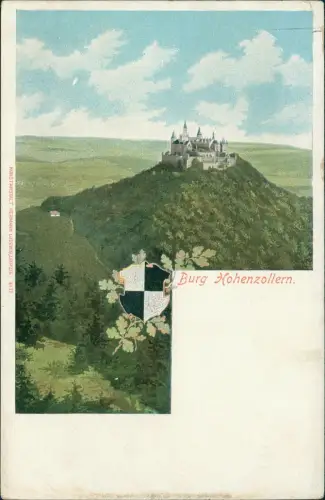 Ansichtskarte Hechingen Burg Hohenzollern Heraldik Wappen 1908