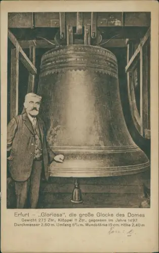 Ansichtskarte Erfurt Gloriosa die große Glocke des Domes 1921