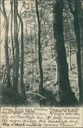 Postcard Bad Collund Kollund Flensburger Föhrde Schlucht 1923