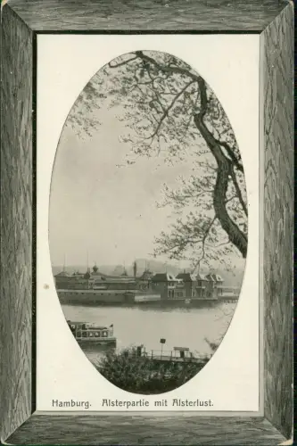 Ansichtskarte Hamburg Alsterpartie mit Alsterlust. 1910 Passepartout