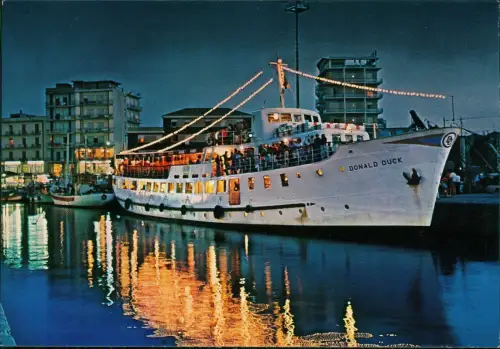 Cartolina Gabicce Mare Donald Duck di notte Schiff 1978