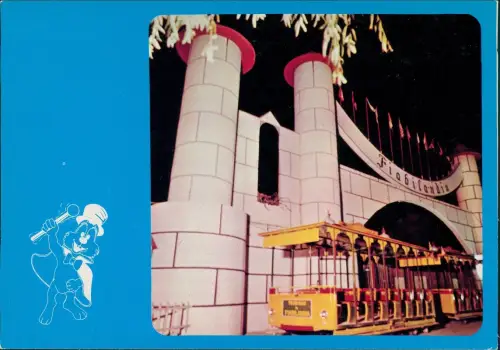 Cartolina Rimini FIABILANDIA Freizeitpark bei Nacht 1978