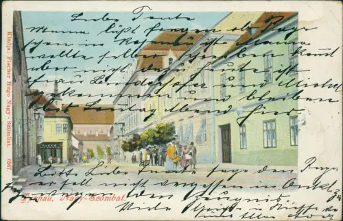 Postcard Tyrnau Trnava (Nagyszombat) Straßenszene 1907