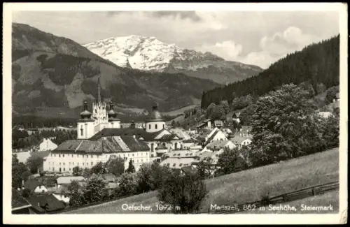 Ansichtskarte Mariazell Blick auf die Basilika und den Ötscher 1950