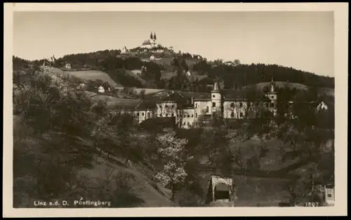 Ansichtskarte Pöstlingberg-Linz Blick auf den Pöstlingberg mit Petrinum 1927