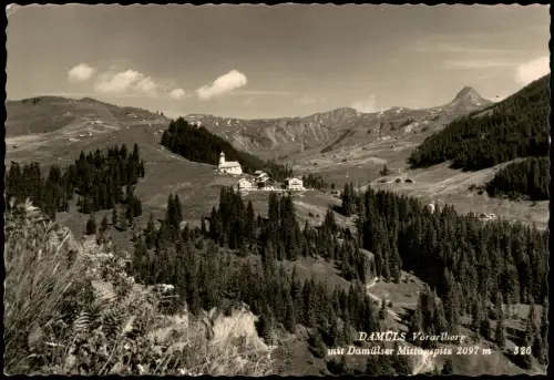 Ansichtskarte Damüls Bz. Bregenz Ort mit Damülser Mittagspitze 1958