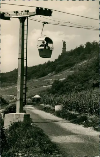 Ansichtskarte Rüdesheim (Rhein) Kabinen-Seilbahn, Talstation 1955