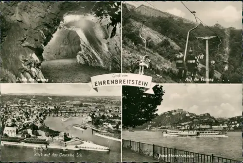 Ansichtskarte Ehrenbreitstein-Koblenz Stadt Dampfer Festung Seilbahn 1965