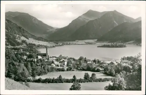 Ansichtskarte Schliersee Blick auf Stadt und Berge - Fotokarte 1953
