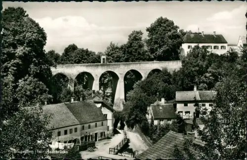 Ansichtskarte Dingolfing Straßenpartie an der Hochbrücke 1956