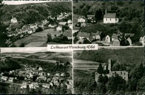 Ansichtskarte Virneburg Eifel 4 Bild Stadtansichten Luftbild 1962