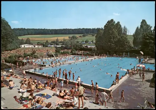 Ansichtskarte Michelstadt Schwimmbad Freibad 1975