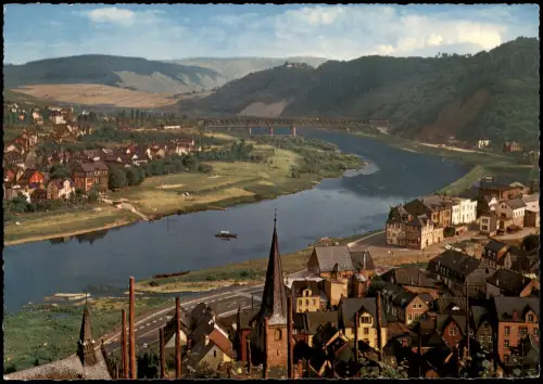 Ansichtskarte Alf-Bullay Panorama Blick auf Ort und Mosel 1965