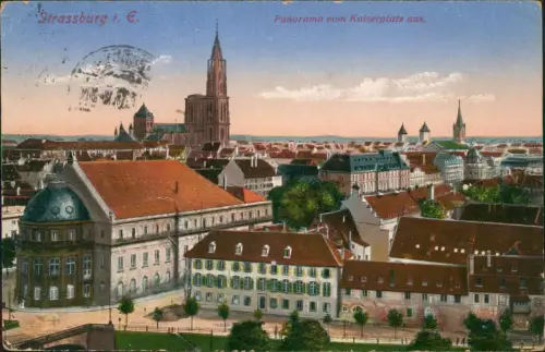 Straßburg Strasbourg Panorama vom Kaiserplatz aus mit Münster 1916