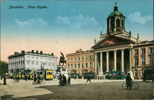 Brüssel Bruxelles Place Royale   Saint Jacques Coudenberg  Straßenbahnen 1915