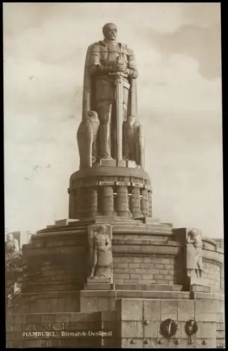 Ansichtskarte St. Pauli-Hamburg Bismarck-Denkmal - Fotokarte 1930