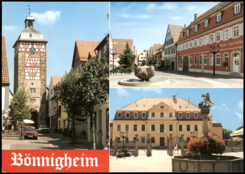 Bönnigheim Stadtteilansichten, Stadt-Apotheke, Brunnen, Schloß 1995