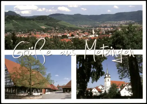 Metzingen Ortsansichten Metzingen mit Sieben-Keltern-Platz und Ev. Martinskirche 2000
