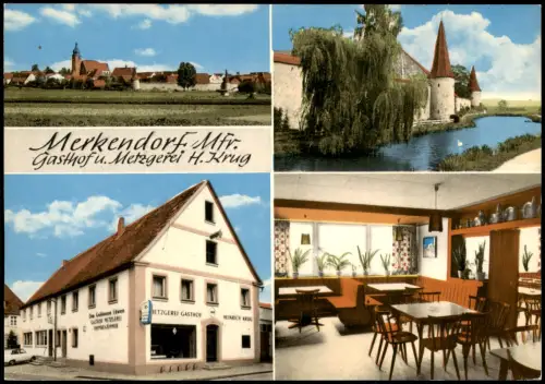 Neuses-Merkendorf Mehrbildkarte Gasthof Goldenen Löwen u. Metzgerei H.Krug 1985